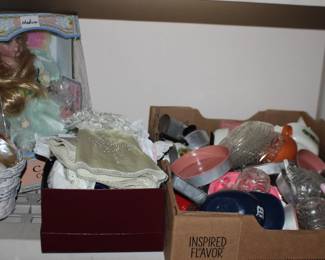 Basket of Se Shells, Doll Cloths, Doll Dishes