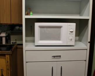 Metal Kitchen Cabinet and Microwave