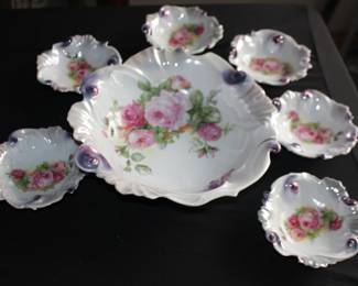 Antique Scalloped Dishes with Roses