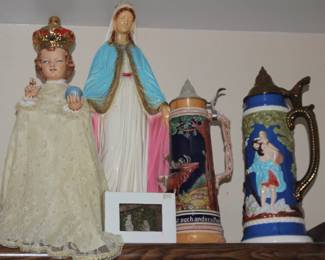 Infant of Prague, virgin Mary, Tall Steins