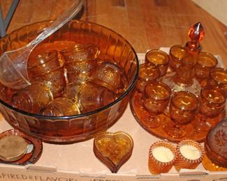 Amber Punch Set and Decanter Set