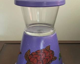 Hand painted clay pot sea turtle jar