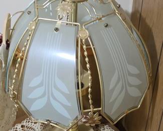 Floral Glass Panel Touch Lamp