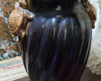 Turtle Handle Ceramic Vase