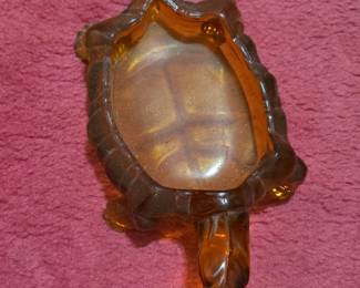 Amber glass turtle dish