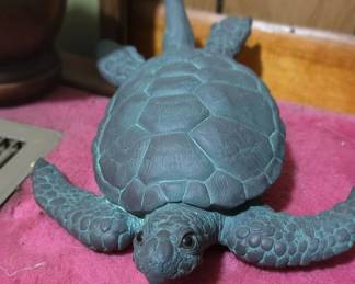 Verdigris Sea Turtle Statue