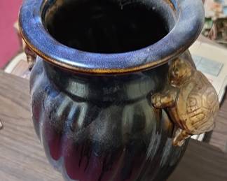 Turtle Handle Ceramic Vase