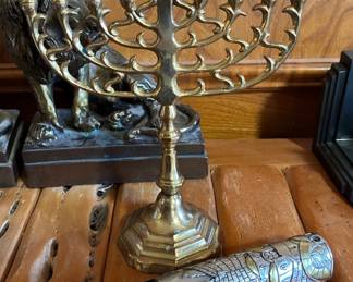 Mezuzah and menorah 
