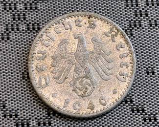 1940 F German Nazi 3rd Reich Aluminum 50 Reichspfennig