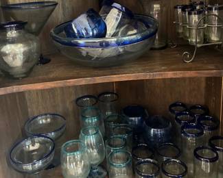 Hand blown Mexican glassware