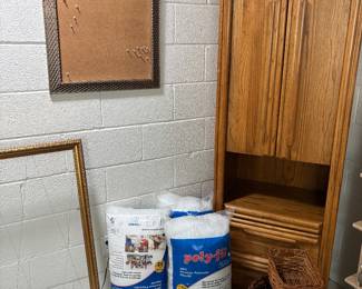 Storage cabinets - matched set of 2 available, bulletin board, poly-fill and baskets