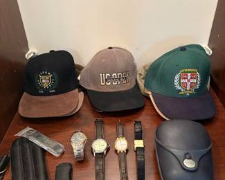 Hats, men's watches, and leather cigar case