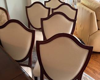 Baker - Charleston Reproduction - "shield-back" side chairs with ivory upholstery - set of 6 side chairs available