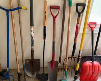 Garden tools and snow shovels