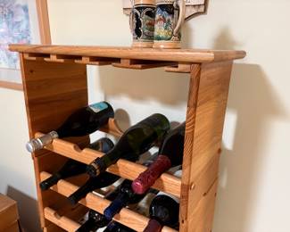 Another view of the wood wine storage rack - wine not available