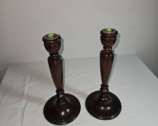 RARE 1800's Wood Candle Holders