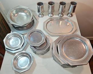Pewter Wedding Dish Set With Display