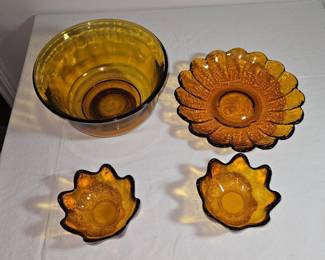 1970's Amber Glass Bowl Set 70's