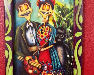 Day of the Dead style parody of Grant Woods Famous painting- American Gothic
