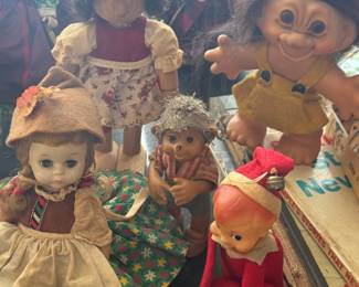 Thomas dam troll doll, Vtg Knee-Hugger Elf, Steiff Macki Boy