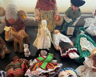 MJ Hummel Doll, Mexican Rag Doll, Steiff Animal