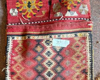 Handwoven kilim-style saddlebag/storage bag