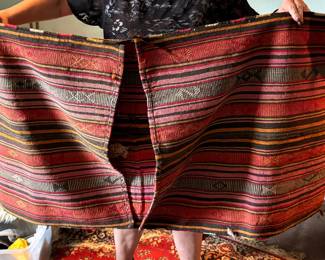 Vintage handwoven kilim-style saddlebag/storage bag