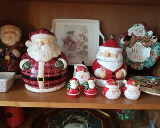 Ceramic Santa collection, including cookie jars