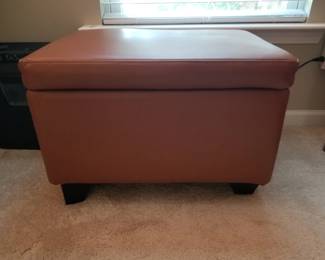 Cognac ottoman with interior storage