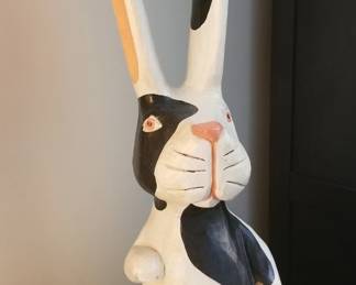 Wood carved painted bunny