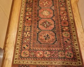 Vintage Turkish wool throw rug. 