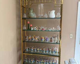 Vintage glassware and a beautiful gold shelf 