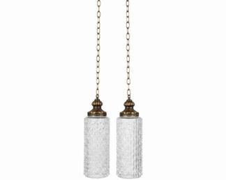 5 VintagePairFalkensteinStyleCutGlassPendantLights