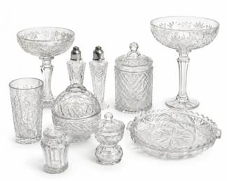 147 LargeVintageCutCrystalGlasswareServingLot
