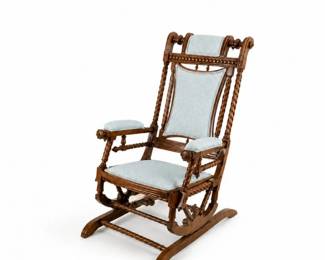 159 AntiqueWalnutVictorianPlatformRockingChair