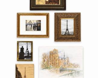 74 VintageParisLandmarkFramedArtPrintCollectionLot