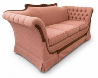 1 VintageVictorianRevivalPinkCarvedWoodSofaCouch