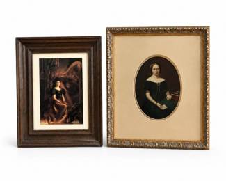 66 VintageFramedVictorianLadyPortraitPrintPairSet