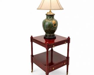 161 BombayMahoganySideTableCeramicTableLamp
