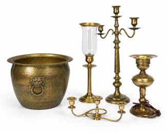 91 VintageBrassDecorCollectionPlanterCandelabraLamp