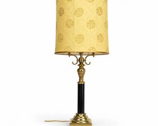 68 VintageBrassBlackColumnTableLampwithShade