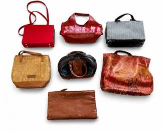 142 VintageHandbagPurseLotLeatherStrawDesignerStyle