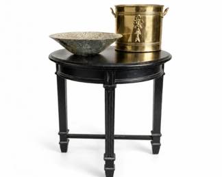 56 BlackRoundAccentTableBrassCachepotGlassBowlSet