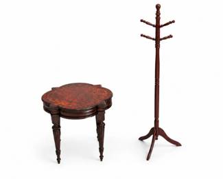 28 EthanAllenInlaidAccentTableCoatRackPair