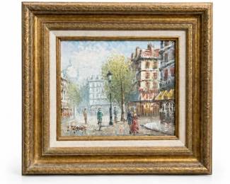 46 VintageParisStreetImpressionistFramedOilPainting
