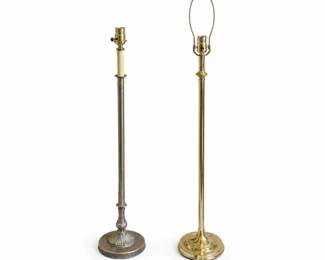 125 VintageAdjustableBrassPharmacyFloorLampsPair