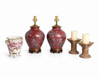89 AsianLampsCachepotCandleholders5PieceSet