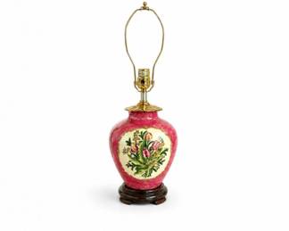 18 VintageHandPaintedFloralPorcelainTableLamp
