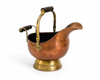 88 VintageCopperBrassCoalScuttleFireplaceHodBucket