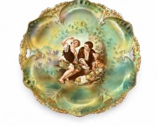 98 AntiqueRSPrussiaPorcelainScenicCabinetBowlGold